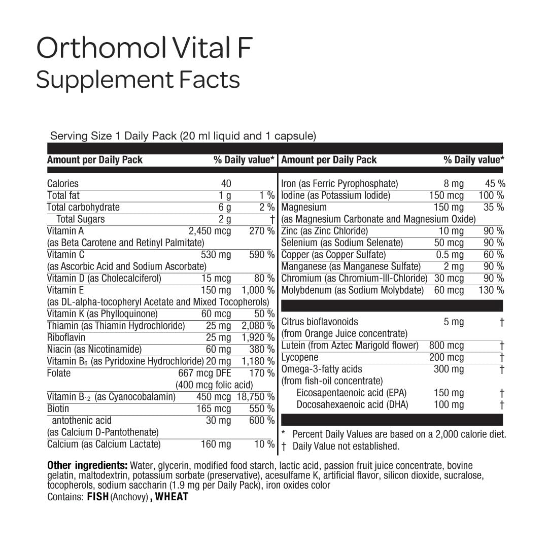 Orthomol Vital F daily pack with liquid and capsule