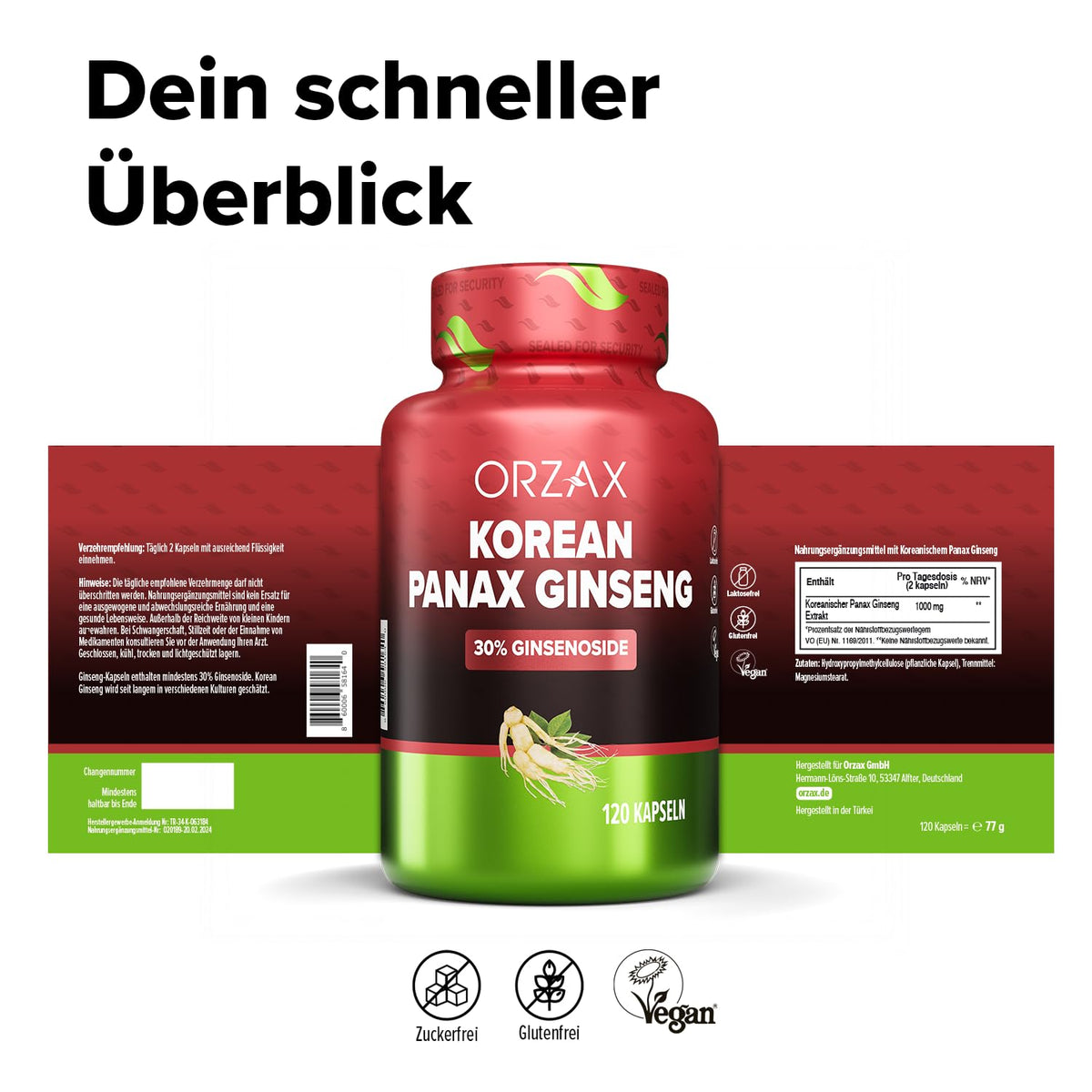 ORZAX Korean Panax Ginseng Capsules in a lifestyle setting