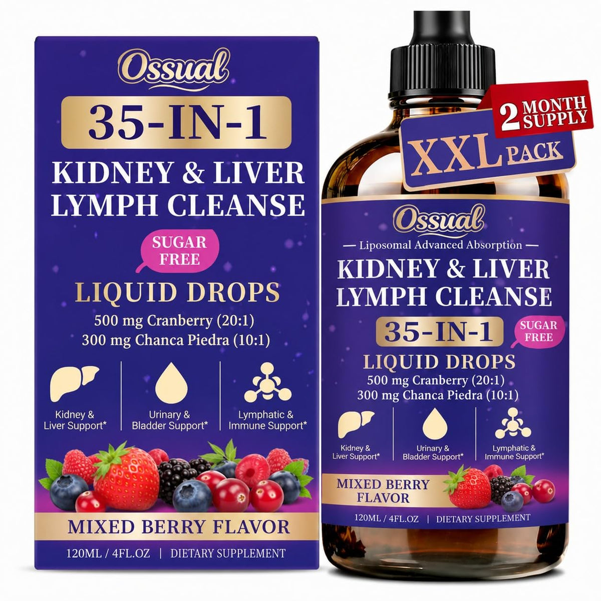 Ossual 35-in-1 Kidney & Liver Cleanse Drops 120ML front view
