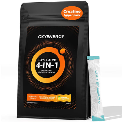 OxyEnergy Creatine Monohydrate Powder lemon flavour front view