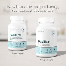 Papillex Dietary Supplement Tablets side view showing capsule details