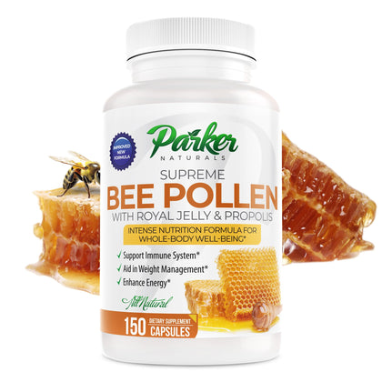 Parker Naturals Bee Pollen Capsules 3520 mg front view