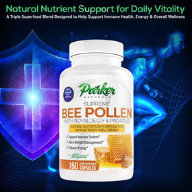 Parker Naturals Bee Pollen Capsules 3520 mg packaging details