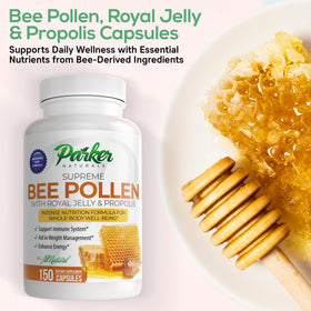 Parker Naturals Bee Pollen Capsules 3520 mg side view