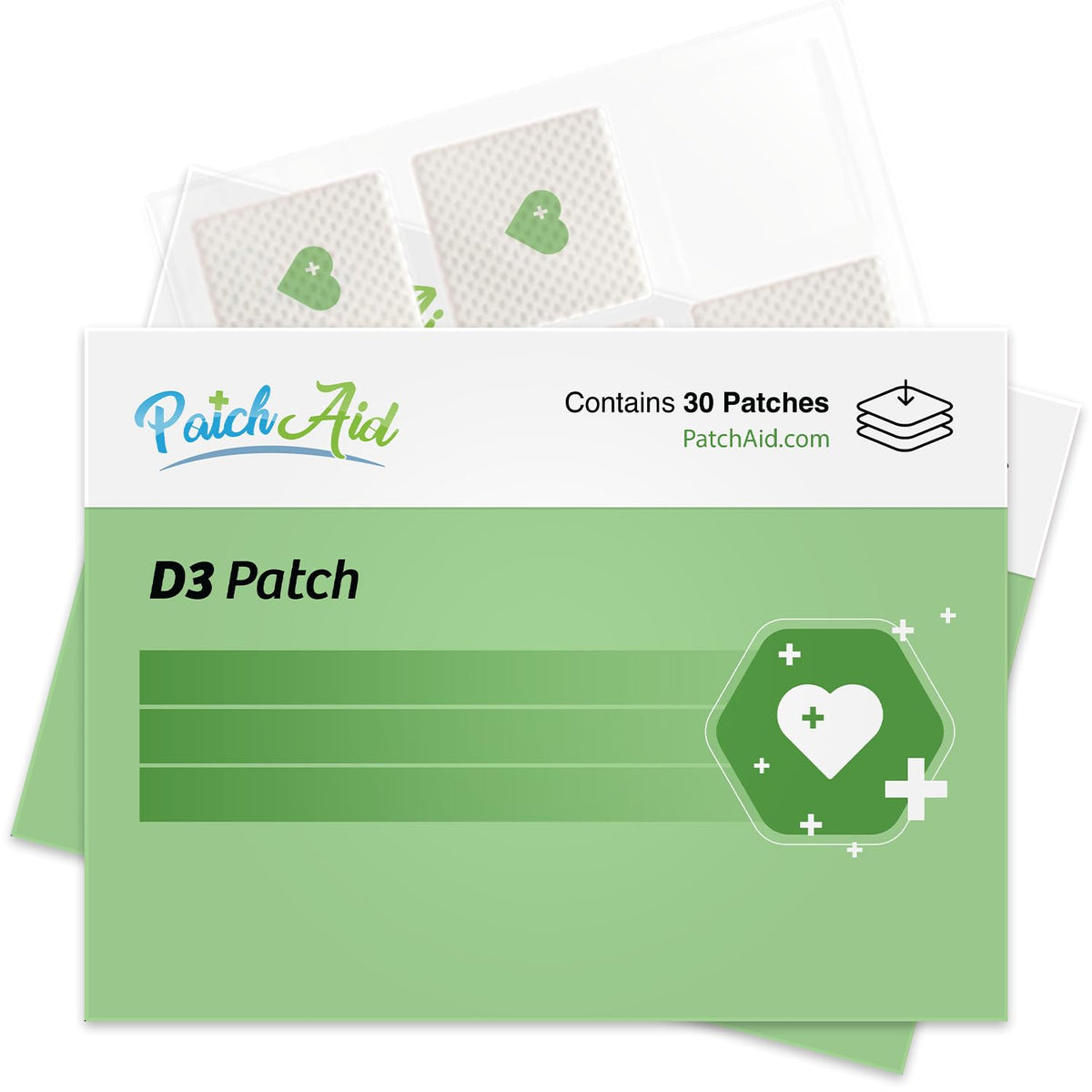Patch Aid D3 Topical Patch front view packaging