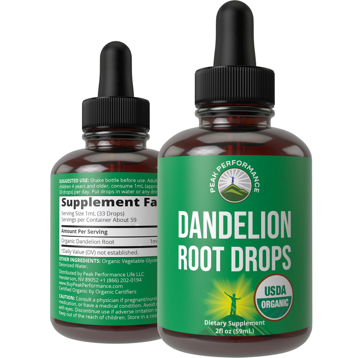 Peak Performance Dandelion Root Extract 130g liquid drops bottle front view