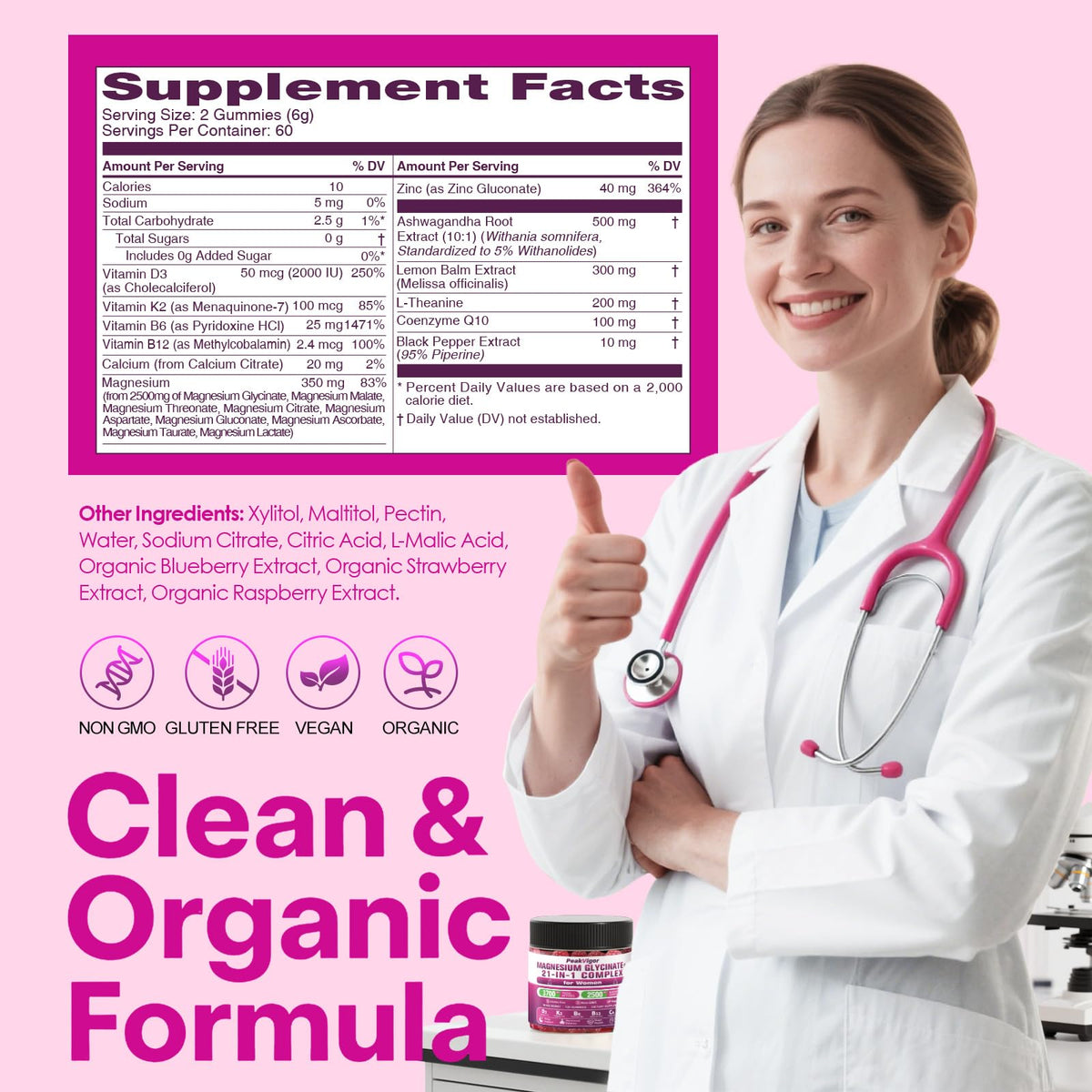 PeakVigor Magnesium Glycinate Gummy on a kitchen counter