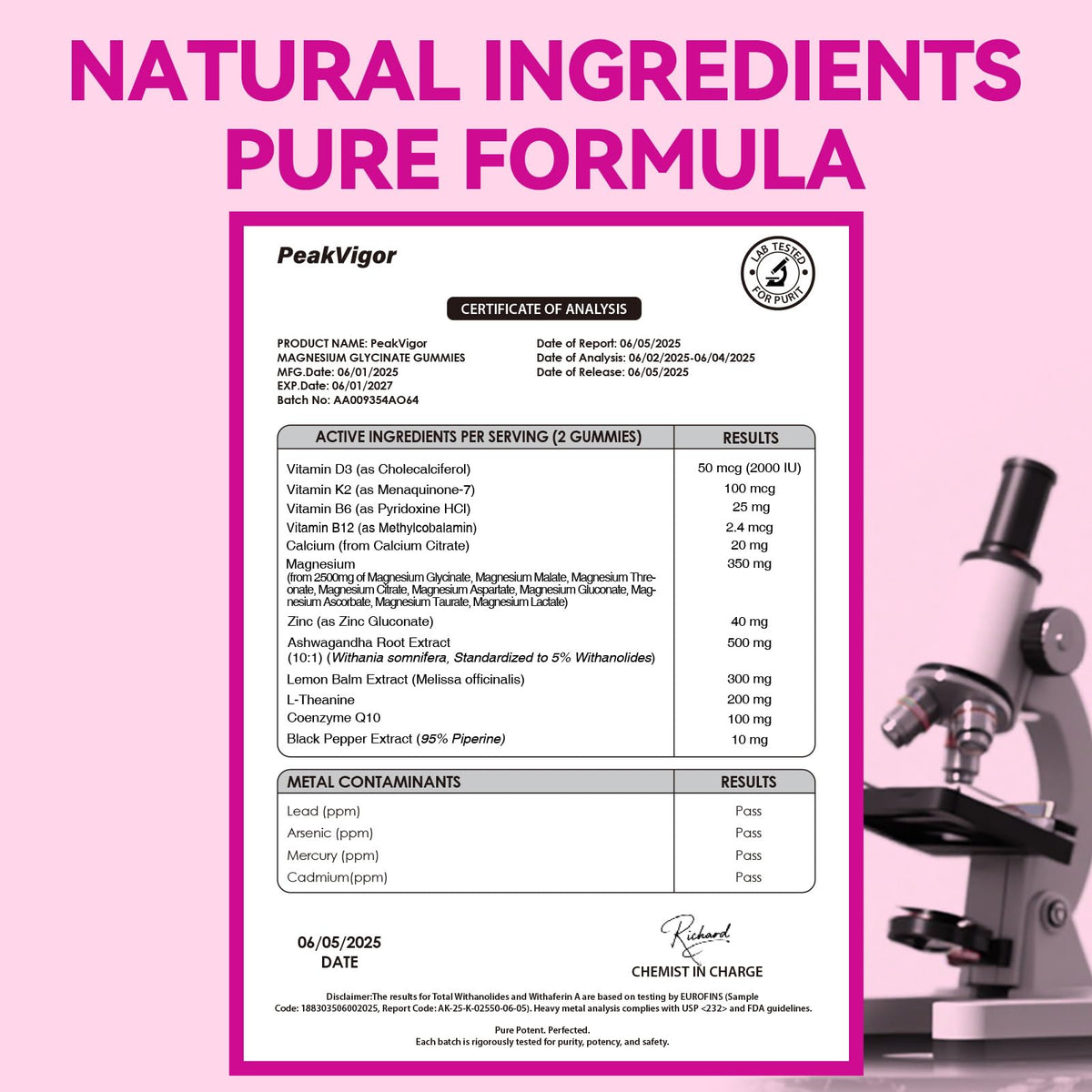 PeakVigor Magnesium Glycinate Gummy with fresh fruit
