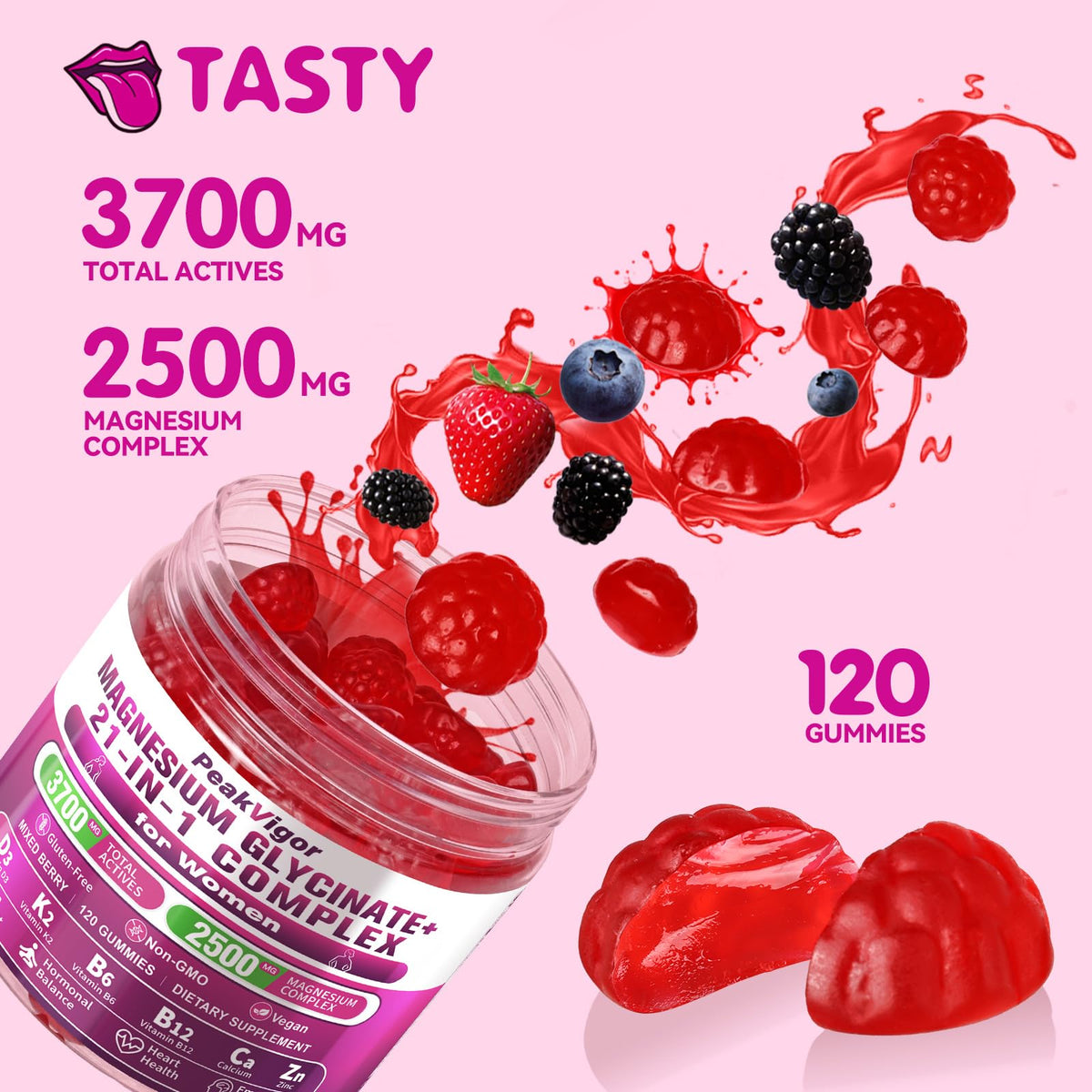 PeakVigor Magnesium Glycinate Gummy with measuring scoop