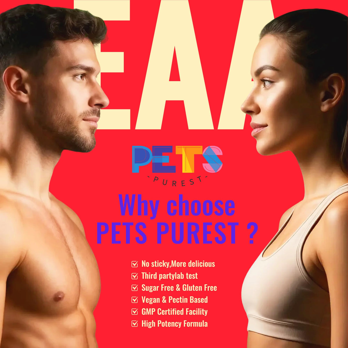 Pets Purest EAA Gummies 120 Strawberry on a table