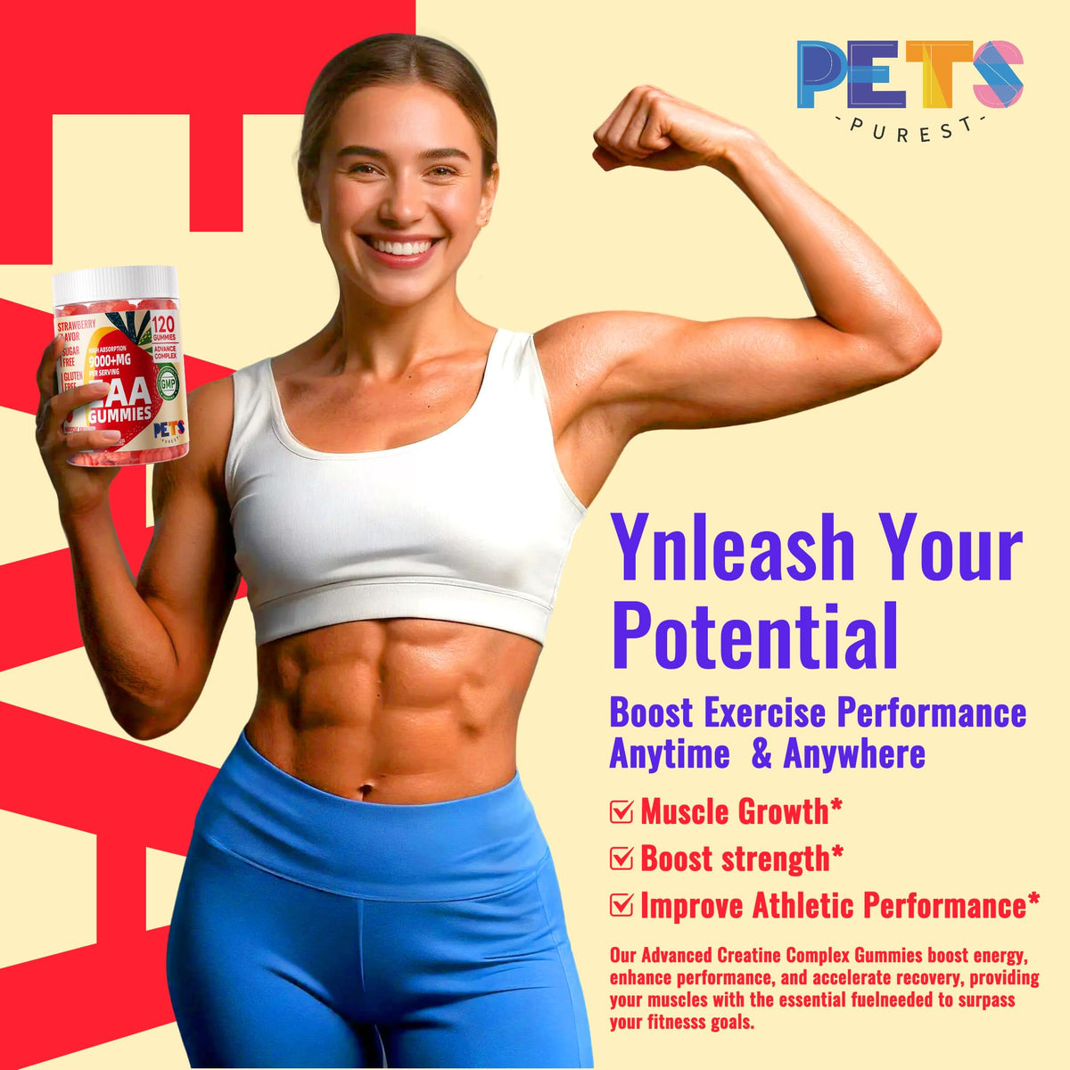 Pets Purest EAA Gummies 120 Strawberry packaging