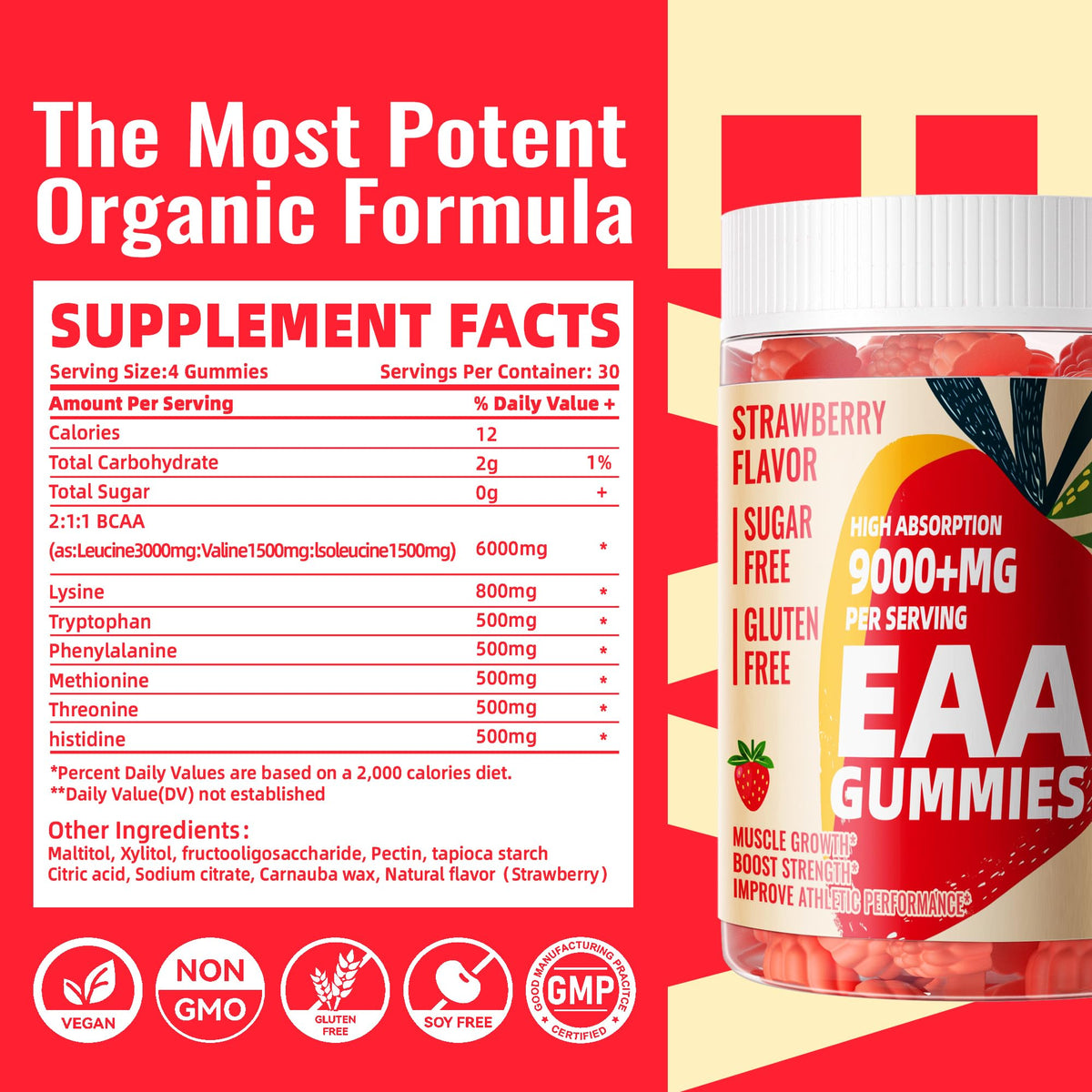 Pets Purest EAA Gummies 120 Strawberry side view