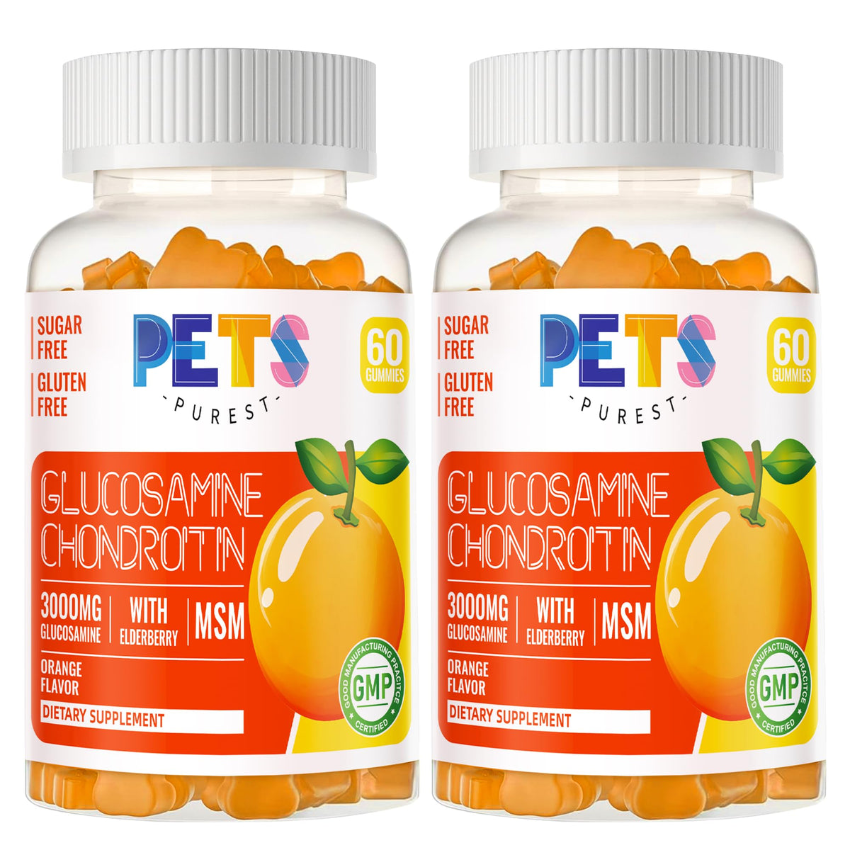 Pets Purest Glucosamine Chondroitin Gummies 2 Pack front view