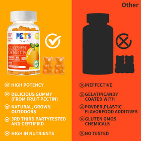 Pets Purest Glucosamine Chondroitin Gummies with fresh oranges