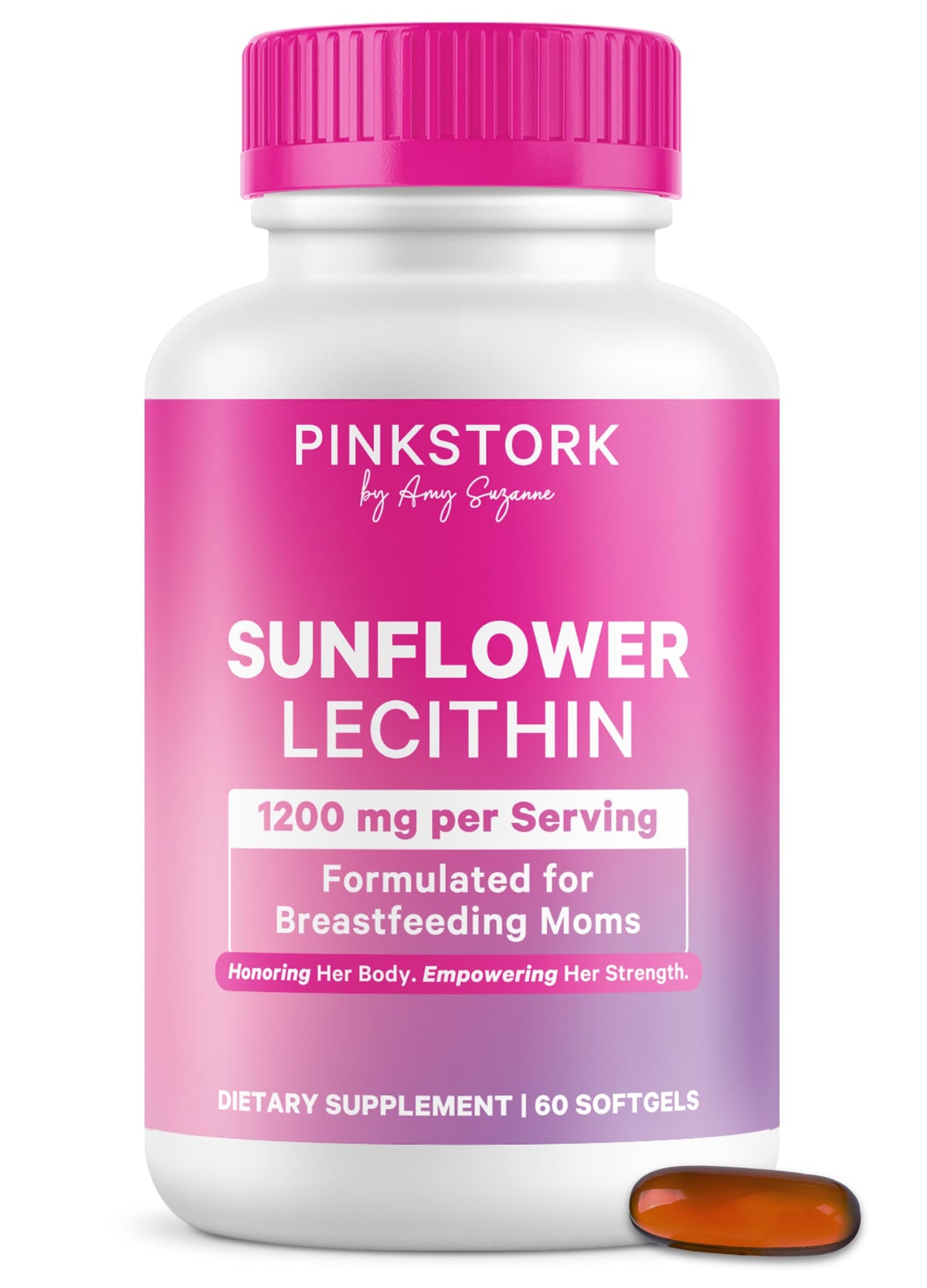 Pink Stork Sunflower Lecithin Supplement 1200 mg softgels front view