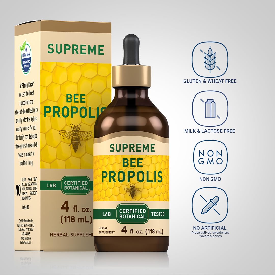 Piping Rock Bee Propolis Extract Tincture 4 Fl Oz back label