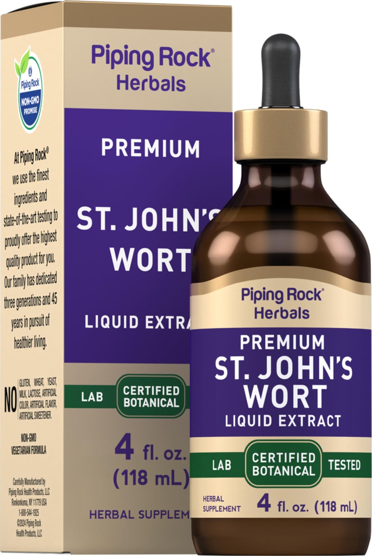 Piping Rock St John's Wort Liquid Herbal Extract 4 Fl Oz front view