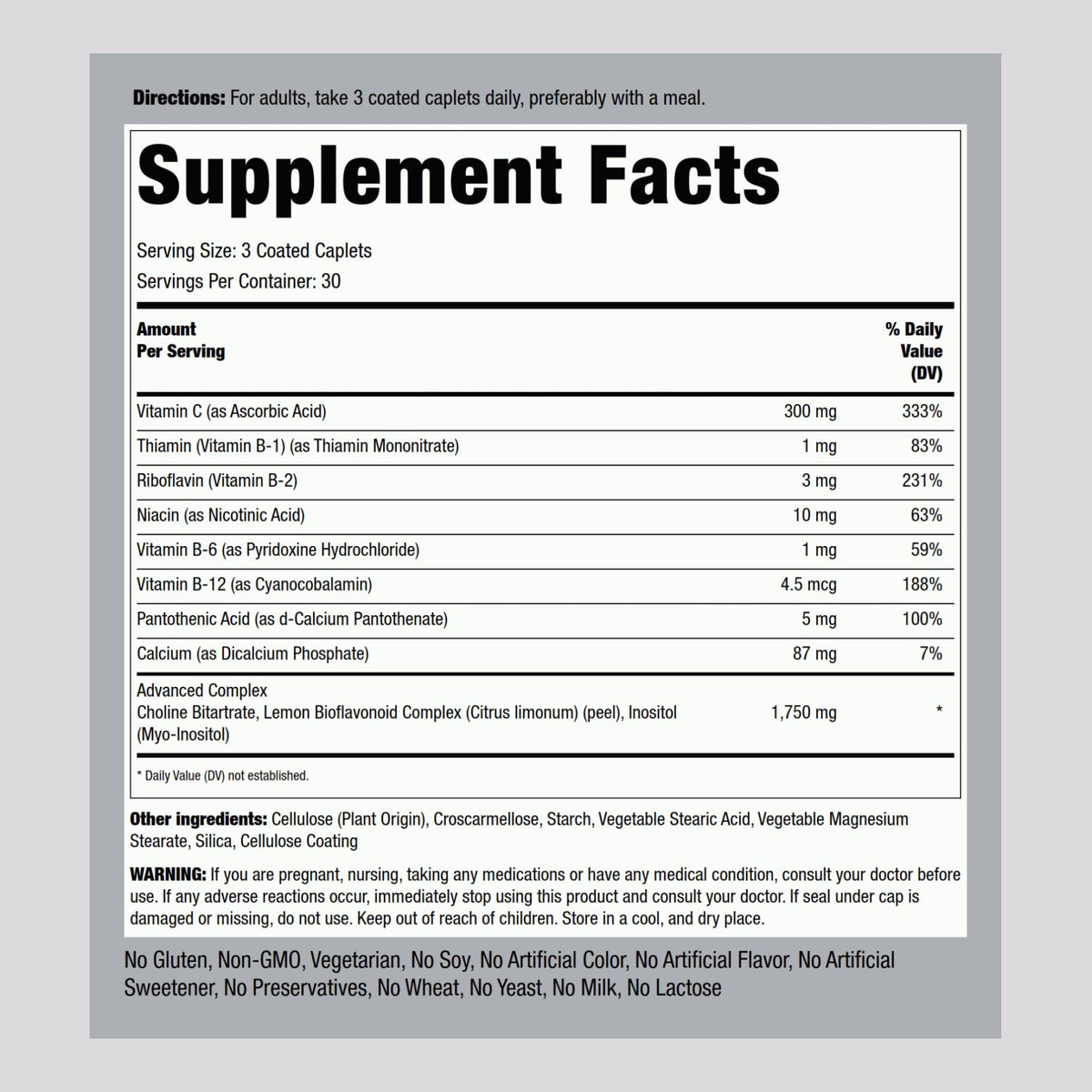Piping Rock Tinnitus Supplement packaging side view