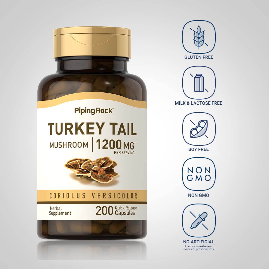 Piping Rock Turkey Tail Mushroom Capsules close-up of pills