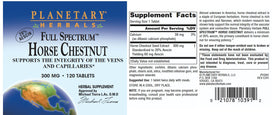 Planetary Herbals Full Spectrum Horse Chestnut 500 mg with a measuring spoon