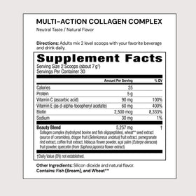 Plexus Multi-Action Collagen Complex nutritional information and ingredients