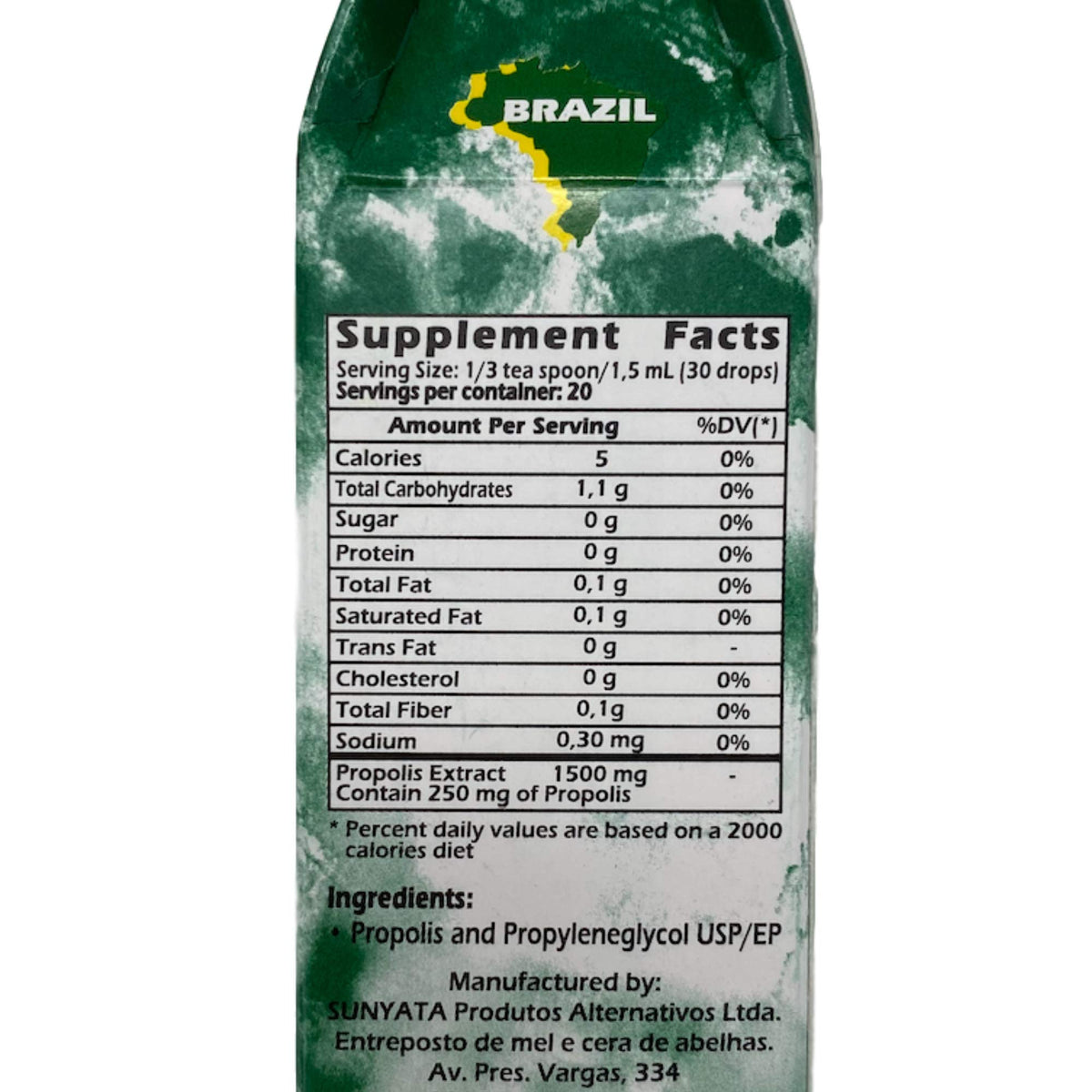 PONLEE Brazilian Green Bee Propolis Extract 30ML label close-up