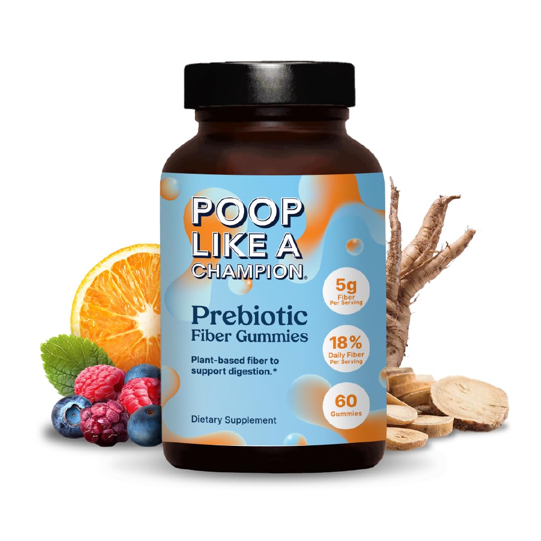 Poop Like a Champion Fiber Gummies bottle front view