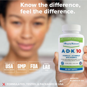 Power By Naturals ADK 10 Vitamin Supplement bottle top view