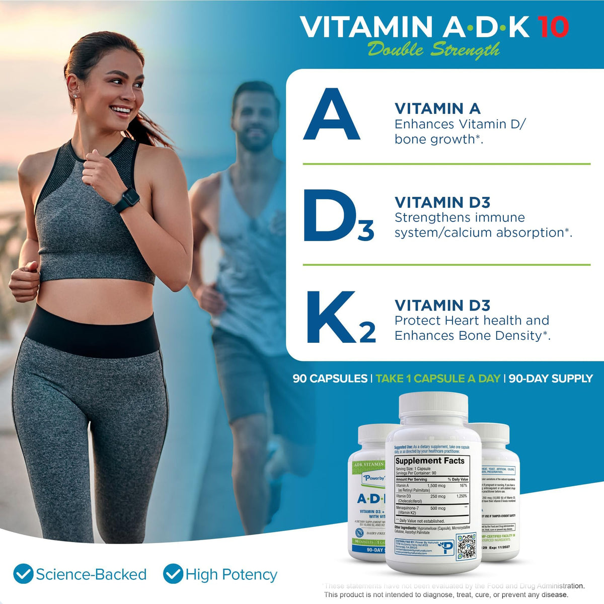 Power By Naturals ADK 10 Vitamin Supplement ingredients list