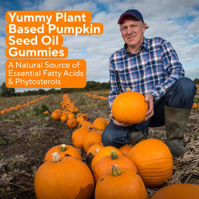 Power Grain Sugar-Free Pumpkin Seed Gummies on a wooden table