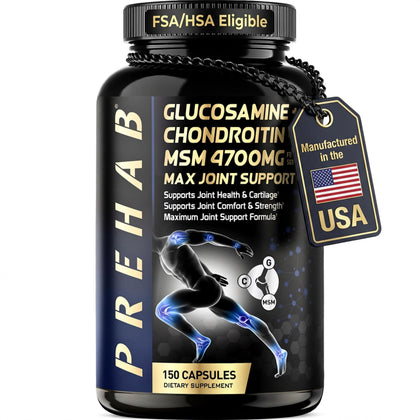 PREHAB Glucosamine Chondroitin MSM supplement bottle front view
