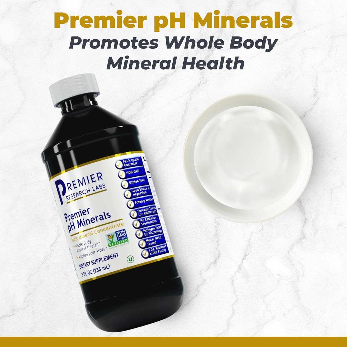 Premier Research Labs pH Minerals Trace Mineral Drops 8 fl oz back view