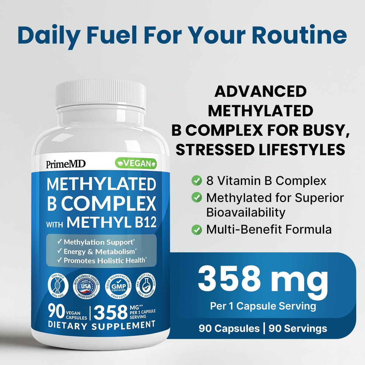 PrimeMD Methylated B Complex 90ct side view