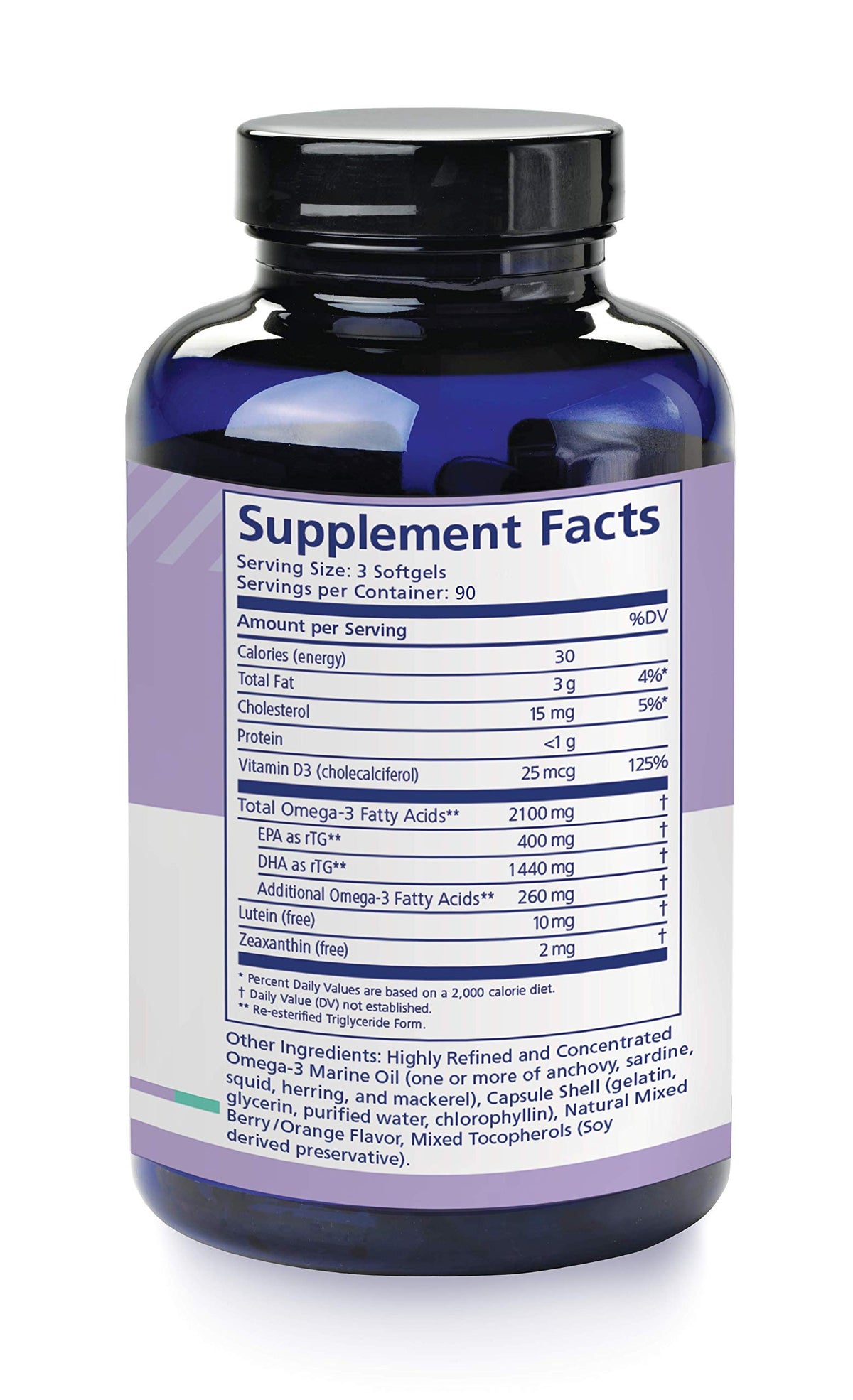 PRN Omega 3 Supplement softgels in hand