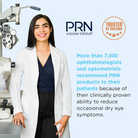 PRN Omega 3 Supplement softgels with a glass of water