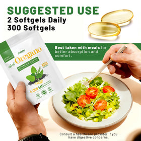 Puouoo 2 in 1 Oil of Oregano Capsules with natural background