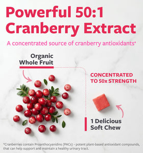 PURE CO Organic Cranberry Chews 500mg side view