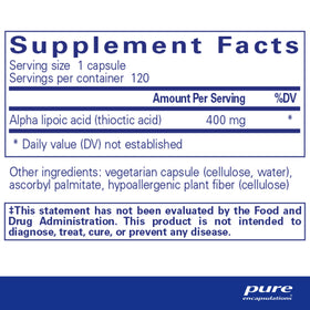 Pure Encapsulations Alpha Lipoic Acid 400 mg bottle with 120 capsules