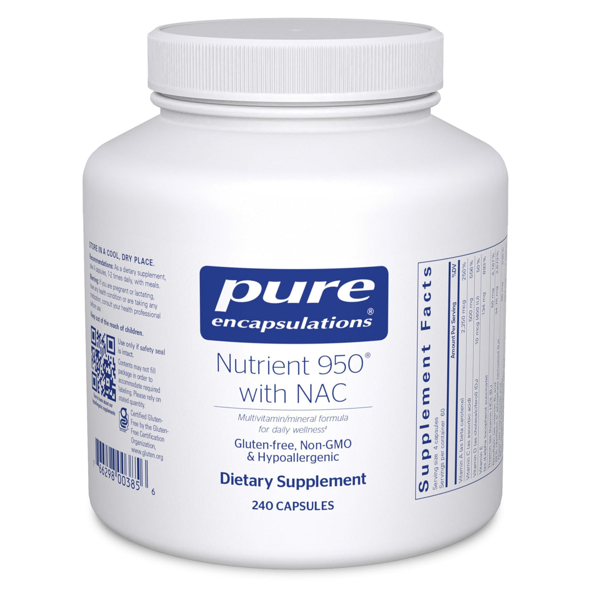 Pure Encapsulations Nutrient 950 with NAC 240 Capsules front view