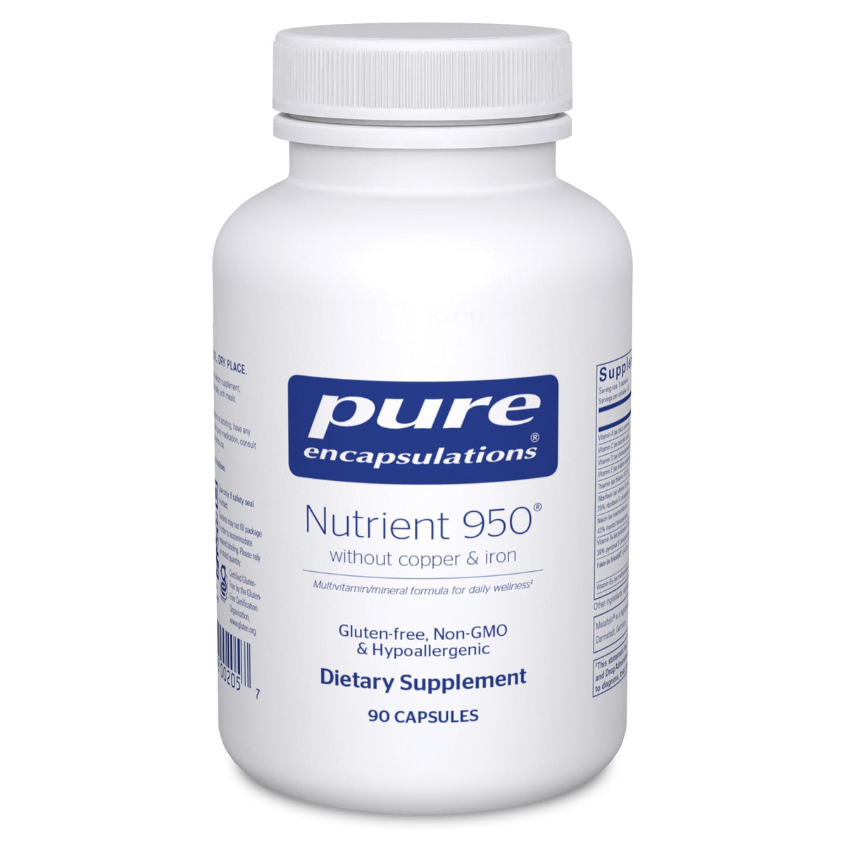Pure Encapsulations Nutrient 950 Without Copper and Iron 90 Capsules front view