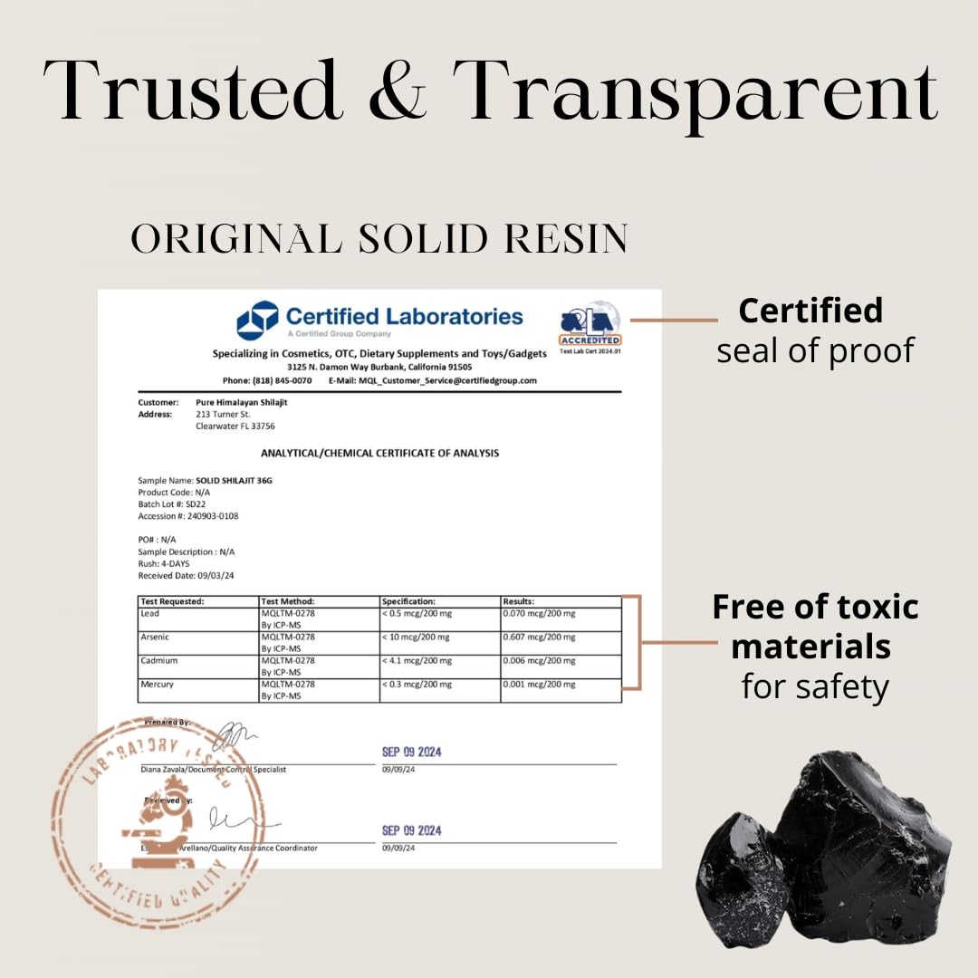 Pure Himalayan Shilajit Solid 36g with natural Himalayan background