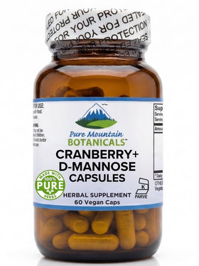 Pure Mountain Botanicals D Mannose with Cranberry Capsules front view