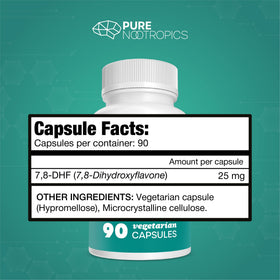 Pure Nootropics 7,8-DHF 25 mg Capsules label close-up