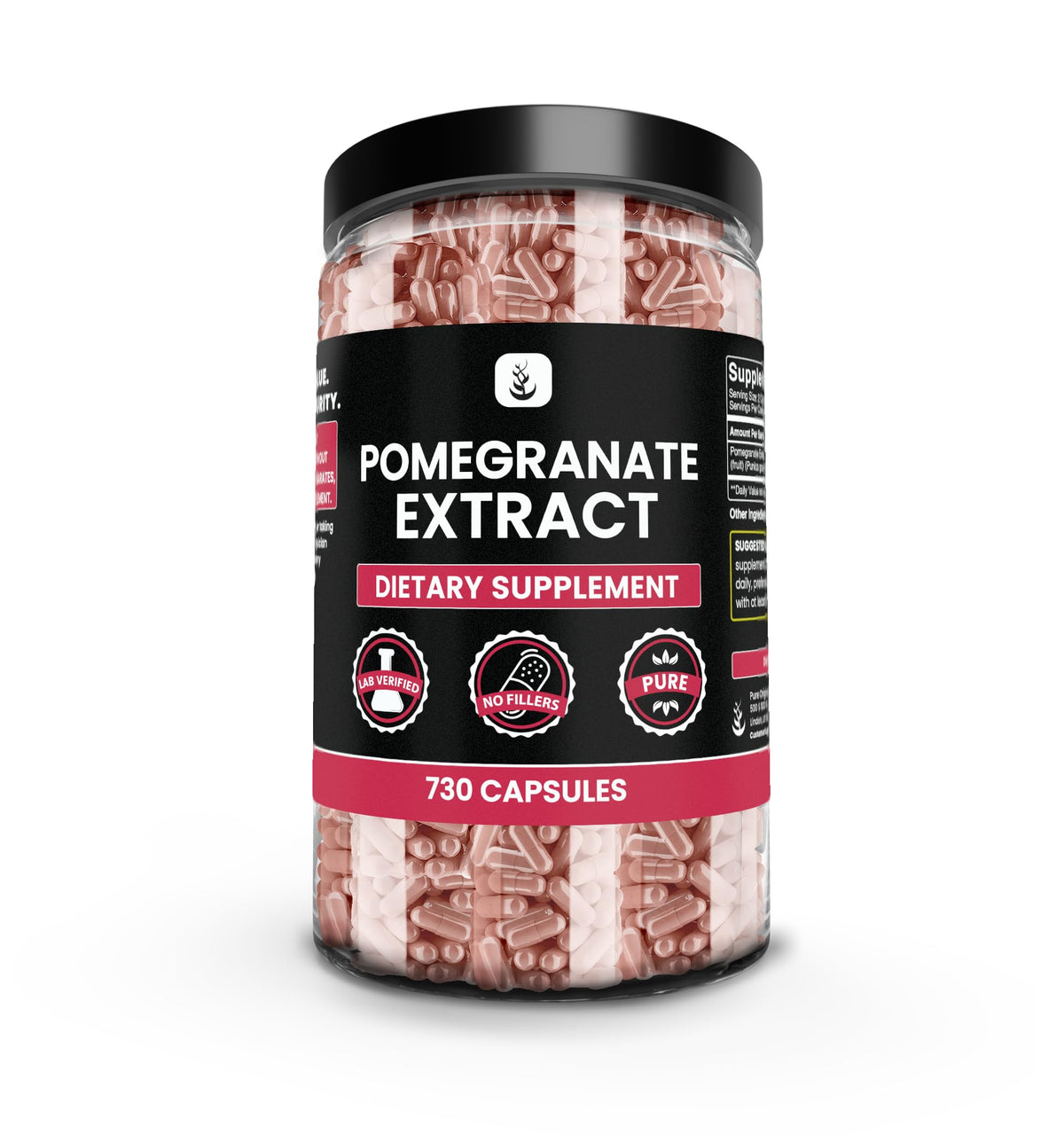 PURE ORIGINAL INGREDIENTS Pomegranate Extract 730 Capsules front view