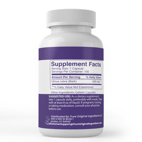 PURE ORIGINAL INGREDIENTS Slippery Elm Capsules side view