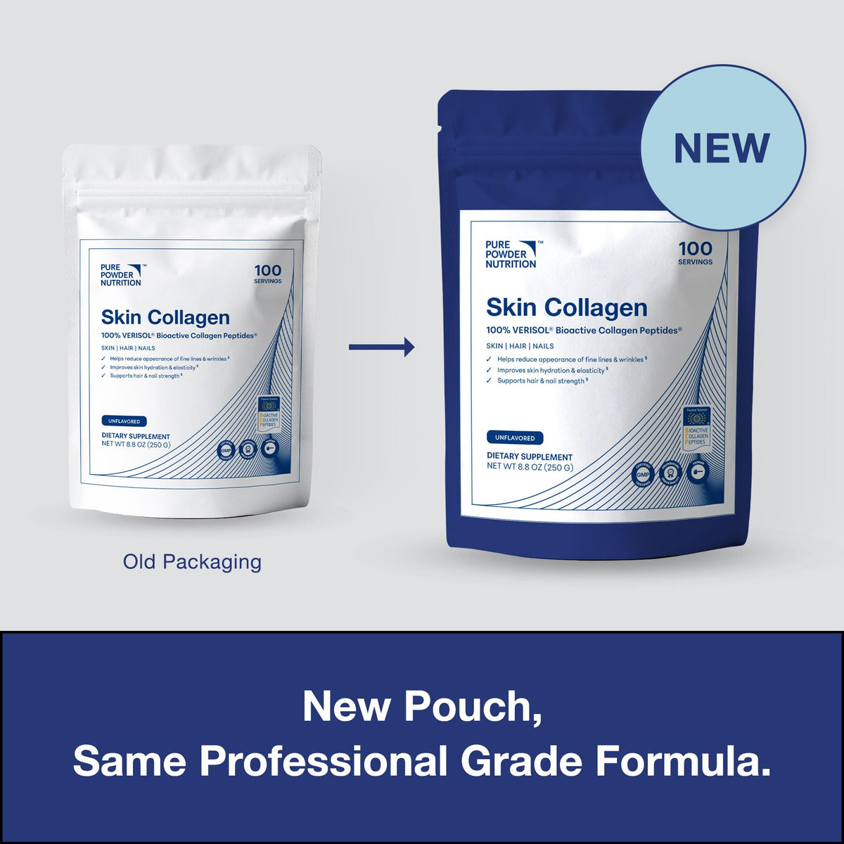 Pure Powder Nutrition Skin Collagen Powder serving suggestion in a glass