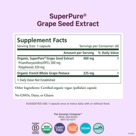 PURE SYNERGY SuperPure Grape Seed Extract bottle side view