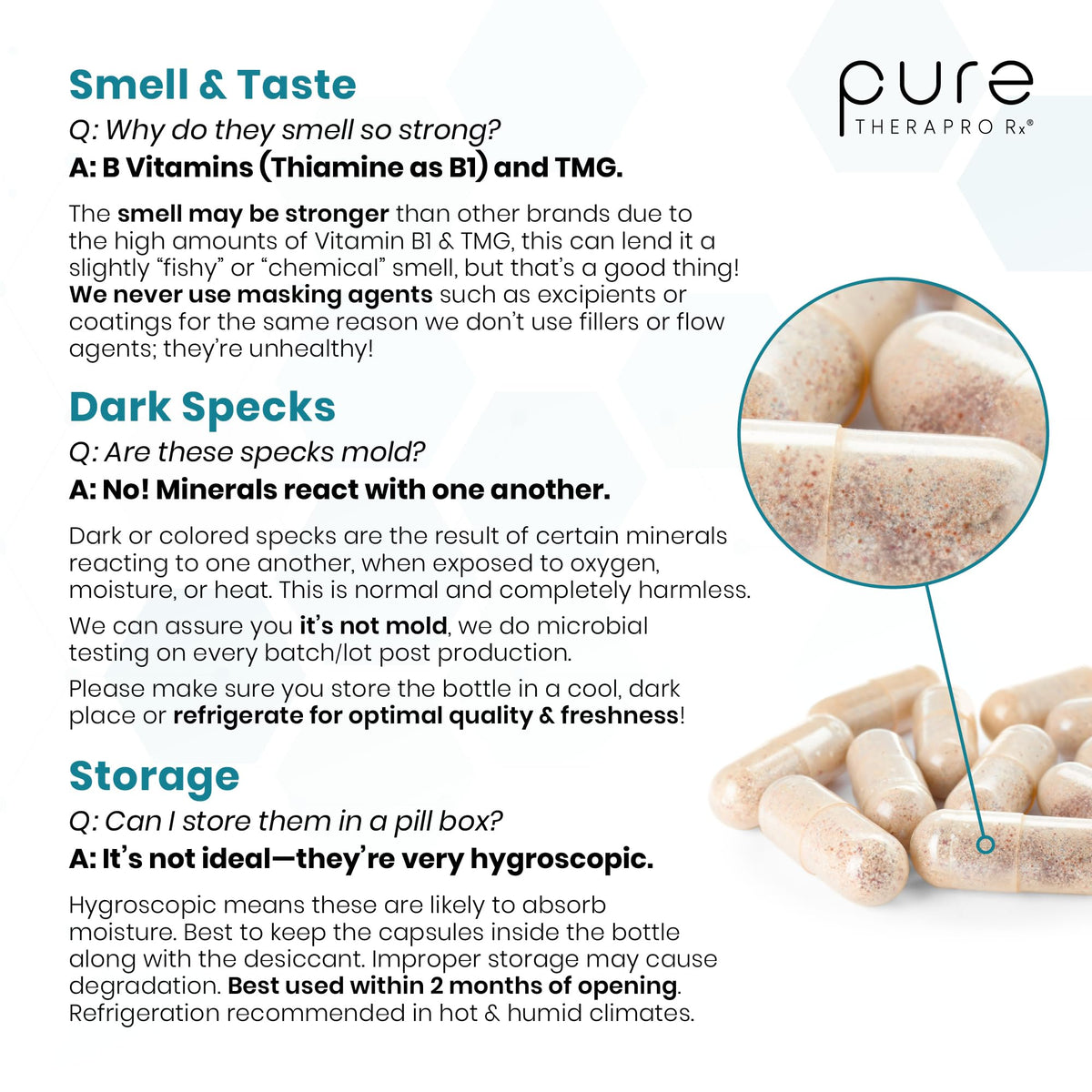 Pure Therapro Rx Methyl Multi capsules in a hand