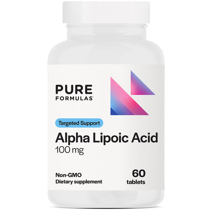 PureFormulas Alpha Lipoic Acid 100 mg supplement 60 tablets front view