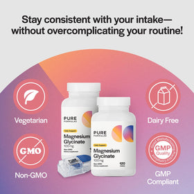 PureFormulas Magnesium Glycinate tablets with pill cutter
